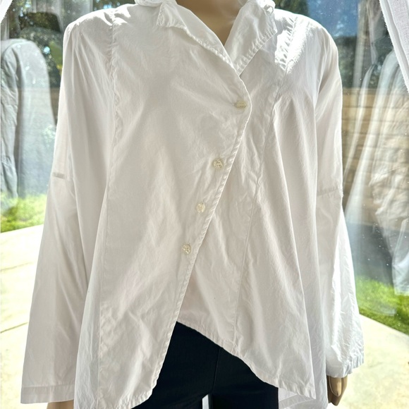 IVAN GRUNDAHL Asymmetrical White Blouse Long Sleeve Top Shirt Size M Medium 38 - Picture 3 of 10